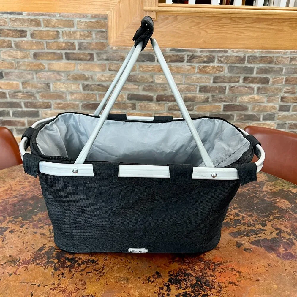 Collapsible Picnic Time Basket / Market Tote with Top Closure